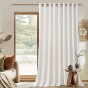 MRTREES 1 Pi&egrave;ce Rideau Voilage Salon Grande Largeur 200x225 CM Rideau Effet Lin Semi-Transparent Rideau Voile Chambre Adulte Voilages Fenetre Porte Int&eacute;rieurs &agrave; Oeillets, Ivoire Blanc (MRTREES HOME, neuf)