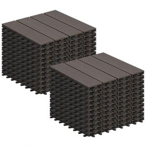 Laneetal Lot de 22 Carreaux de Terrasse à Lattes en WPC, Dalle de Terrasse Clipsable en Composite à Emboîtement, pour Jardin, Patio, Balcon, 30x30cm, Effet Bois, Café (cg_europa, neuf)