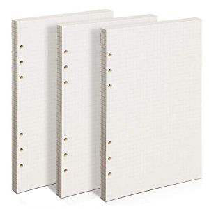 CYH Lot de 3 Recharge Papier A5 6 Trous Papier de Recharges Quadrill&eacute; Feuillets Mobiles pour A5 Carnet Rechargeable Journal Cahier Agenda, 135 Feuilles/270 Pages, Blanc, (Rutig) (caiyuanhang, neuf)