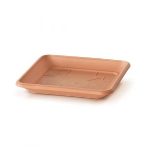 Soucoupe carr&eacute;e pour pot de fleurs, 22 x 22 cm, PKWT22, pour int&eacute;rieur et ext&eacute;rieur, couleur terre cuite, en plastique (IMJ Global, neuf)