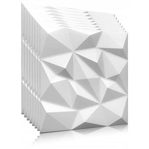 DECCART - Panneau Mural Decoratif 3D | Revetement mural | Panneaux Muraux | Polystyr&egrave;ne PSE | 50x50 cm Brylant 2 m&sup2;, 8 pi&egrave;ces, blanc (DECCART DESIGN SYSTEM, neuf)