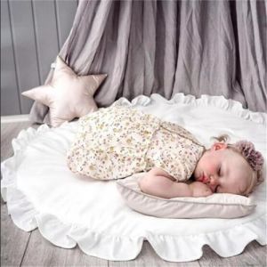 Apioiqa Tapis de jeu rond en coton doux pour bébé, blanc, tapis d'éveil au sol, tapis d'éveil à volants pour chambre d'enfant et tout-petit, blanc (kairongbaopindian, neuf)