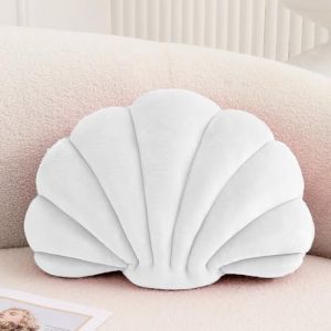 XIAIJIA Coussin décoratif 3D en Forme de Coquillage - Coussin de Plage en Velours Doux - Décoration de mer, océan - pour canapé, lit (Blanc, 35,6 x 28 cm) (tianjinxinzhilaishangmaoyouxiangongsi, neuf)