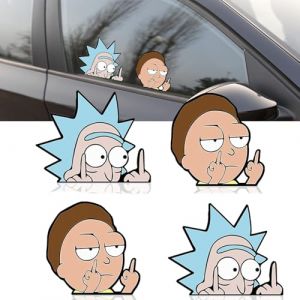 4 Pcs Réfléchissants Rick and Morty Stickers Voiture, Stickers pour Voiture, Autocollants Voiture, Stickers Moto, Auto Aufkleber Lustige for Cars, Notebooks, Windows, Etc (YAOYAOI, neuf)