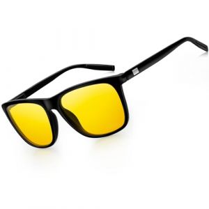 KANASTAL Lunettes Conduite de Nuit Homme et Femme Lunette Jaune Conduite de Nuit Anti Eblouissement UV400 AL-MG Monture Noire (kanastal, neuf)