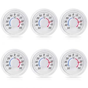 Lot de 6 thermom&egrave;tres de fen&ecirc;tre analogiques auto-adh&eacute;sifs - Thermom&egrave;tre d'ext&eacute;rieur pour fen&ecirc;tre - R&eacute;sistant aux intemp&eacute;ries - Convient pour fen&ecirc;tre et ext&eacute;rieur - 7,5 x 7,5 x 1,5 cm (Aicharynic-EU, neuf)