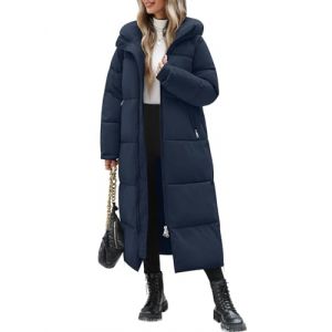 Vancavoo Manteau Femme Hiver Doudoune Longue Manteaux &agrave; Capuche Matelass&eacute;e &Eacute;paisse Veste Chaude Parka Blouson Outercoat avec Zipp&eacute;,Bleu marine,S (XT-Direct, neuf)