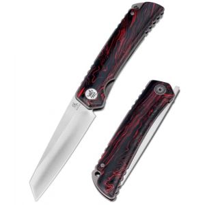KATSU Couteau japonais de poche pliant, manche G10, lame en acier D2, couteau de survie et de sauvetage, couteau EDC avec &eacute;tui en cuir (KATSU KNIVES, neuf)