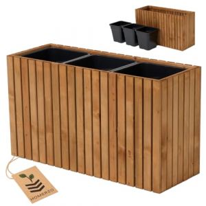 HOMERZO Jardinière pour l'intérieur et l'extérieur - En bois avec insert en plastique - 18 l - Pot de fleurs carré pour balcon ou terrasse (98 x 36 cm x 55) (HOMERZO, neuf)