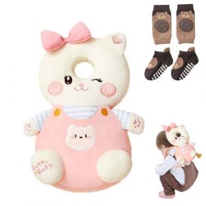 Bambebe Bébé Protection de la Têt Securite Casque Bebe Anti Choc Protection Baby Head Protector Casque Protection Bébé Protection Tête Enfant Sac à Dos Tout-Petits(Chatte) (Aling2020, neuf)