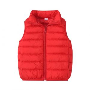 Doudoune Sans Manche Enfant Gar&ccedil;ons Fille Duvet Hiver Matelass&eacute; Veste &agrave; Capuche Gilet Couleur Unie D&eacute;Contract&eacute;e D'Ext&eacute;rieur Chaud Gilets &agrave; Capuche Avec Zipp&eacute;e Manteau En Duvet Sans (RD1, 5-6 Years) (Principal-LIKE, neuf)