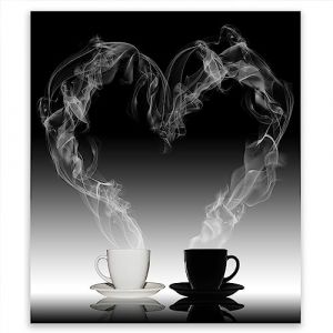 SMTDeco Protection plaque de cuisson, vitroc&eacute;ramique, verre tremp&eacute;, pour cuisini&egrave;res &eacute;lectrique, &agrave; induction,planche &agrave; d&eacute;couper 45x52 cm une pi&egrave;ce motif "Caf&eacute;" noir (SMTDeco, neuf)