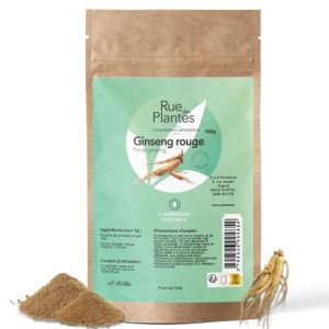 Ginseng Rouge Poudre Pure | Boostez l'&Eacute;nergie, la Vitalit&eacute; et la Concentration | 100% Naturel | Id&eacute;al pour l'Endurance et le Bien-&ecirc;tre | Sans Additifs | Made in France, Rue des Plantes (100g) (ruedesplantes, neuf)