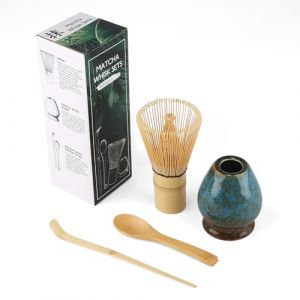 4 Fouet Coffret de Matcha traditionnels, matcha fouet, cuill&egrave;re &agrave; matcha, Support de Fouet &agrave; Matcha, Convient aux d&eacute;butants dans la c&eacute;r&eacute;monie du th&eacute; kit matcha(Bleu r&ecirc;veur) (DEAN DOLBY LIMITED, neuf)