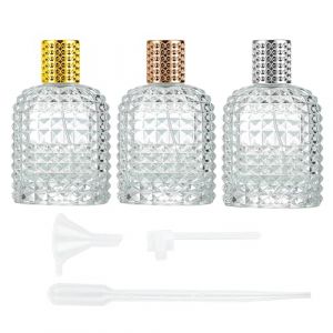 Lot de 3 vaporisateurs parfum portables avec capuchon, flacon de 50 ml ananas, flacon de voyage rechargeable, verre cristal, verre vide avec pipettes et entonnoir (Shanchendz, neuf)