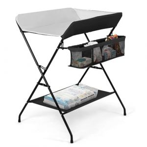 Homewell Table à Langer Pliable, Table à Langer Portable Avec Support De Rangement, Table à Langer Stable Et Sûre Adaptée à La Chambre Et Au Salon, 79 * 55.5 * 96cm (Sans Roulettes) (muxixi, neuf)