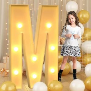 Lettre M géante lumineuse à DEL de 120 cm, panneau lumineux en mosaïque pour chapiteau, lettres LED pour Saint-Valentin, anniversaire, Noël, Nouvel An (TaiYuanCaiYiDianZiShangWuYouXianGongSi, neuf)