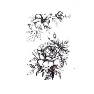 Autocollants de tatouage de fleurs de roses peintes à la main, en noir et blanc, imperméables, transparents, tridimensionnels, lavables sur l'épaule (CHJWEIHHERT, neuf)