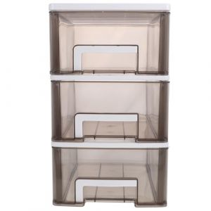 TOPBATHY Armoire de Rangement Plastique Transparente &agrave; 3 Niveaux Tiroirs Moyens Blanc et Noir Translucide Organisateur de Bureau Multifonction Support pour Articles Divers et (Parham Ring, neuf)