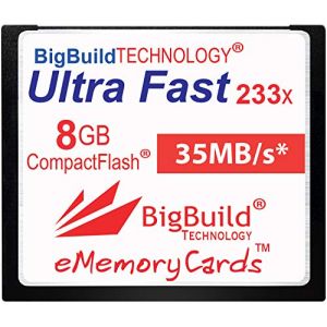 Carte m&eacute;moire eMemoryCards 8 Go Ultra Fast 35 Mo/s CompactFlash Compatible avec Canon 10D/20D/30D/40D/50D/1D/1Ds/5D/5Ds/7D Mark I/II/III/IV, Nikon D, Olympus E, Sony Alpha, Leica S D-Cameras (BigBuild Technology FR, neuf)