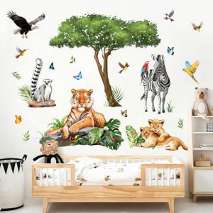 Supzone Stickers Muraux Enfant Animal Sauvage Grands Autocollant Mural Z&egrave;bre Tigre L&eacute;opard D&eacute;co Murale pour Gar&ccedil;on Chambre Enfant Nursery Salle de Jeu (LCRZ Store, neuf)