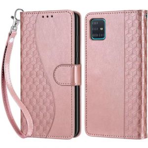 Coque pour Samsung Galaxy A51 / Samsung Galaxy M40S, Housse Etui Portefeuille Cuir Multifonction, Fermeture Magn&eacute;tique &agrave; Clapet Anti-Choc Compatible avec Coque Samsung A51 Book - Or Rose (KENHONER, neuf)