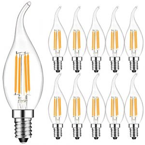 Suncan Lot de 10 4W E14 Ampoule de Filament LED Flamme Bougie 2700K Blanche Chaude Equivalent Ampoules Incandescente Halog&egrave;ne 30W Non-Dimmable (Suncan, neuf)