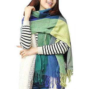 heekpek Grande Taille Femme Homme Echarpe Hiver Chaud en Cachemire Imitation Carreaux Doux &eacute;charpe &eacute;pais Pull Ch&acirc;le Mode &eacute;charpe Fra&icirc;che Cadeau Unisexe Cadeau No&euml;l, Taille unique, Vert (HKPK, neuf)
