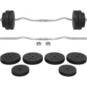 Yaheetech Ensemble d’haltère 30 kg Kit Barre de Musculation Exercices de Fitness Curl EZ 120 cm Barre Longue, Gym, Fitness (Yahee365, neuf)