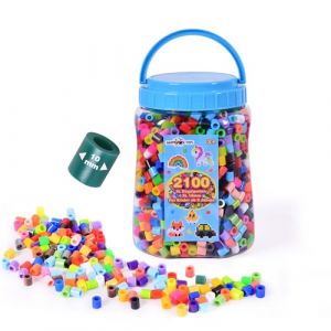 2100 perles &agrave; repasser Maxi XL 10 mm (bo&icirc;te de 2100 multicolores) (Happy Price Toys, neuf)