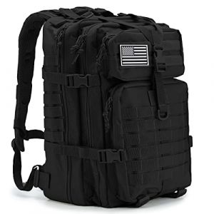 QT&QY Sac &agrave; dos tactique militaire 45L pour hommes, camping, randonn&eacute;e, trekking, sac &agrave; dos de survie MOLLE, sac d'assaut 3 jours (Panda Outdoor Explorer-FR, neuf)