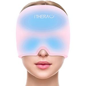 iTHEARU Bonnet Migraine anti migraine poche de glace masque migraine headache migraine relief cap 360° refroidissement naturel Rose 2023 [conception de brevet de l'UE] (i THERAU, neuf)