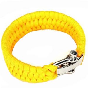 SagaSave Bracelet de survie en paracorde avec boucle réglable pour voyage, camping et randonnée Jaune (Lead First, neuf)