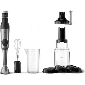 Philips Mixeur Plongeant Series 5000-3 accessoires + Spiralizer (0.7L), Puissance de 1200W, Technologie ProMix, Indicateur de vitesse à LED, Contrôle sans effort, Nettoyage facile, Noir (HR2684/00) (BP-ECOMMERCE, neuf)