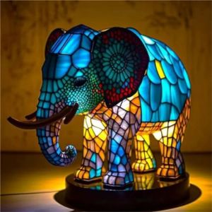 Lampe de table pour animaux éléphant/Chouette/Tortue Veilleuse en Résine Teintée pour Chambre à Coucher Décoration d'intérieur pour Bureau Lampes de Table Cadeau (Well buy, neuf)