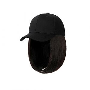 Bonnet de perruque Casquette courte BoB perruque de cheveux casquette quotidienne perruque de cheveux cheveux courts casquette de baseball de célébrité chapeau noir et blanc Chapeau de perruque(7) (haikouhua, neuf)