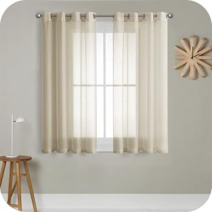 MRTREES Rideaux Beiges 250 cm de Hauteur x 140 cm de Largeur 2 pièces Voilages Enfant Semi-Transparents à œillets Style Bohème pour Salon Chambre Cuisine et Chambre d’Enfant (MRTREES HOME, neuf)