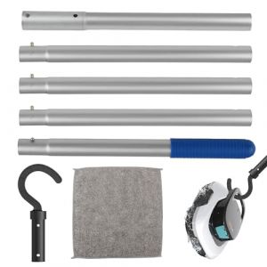 LEIMEND Crochet Robot Piscine avec Poign&eacute;e 5 Tiges en Aluminium Amovibles Perche avec Crochet Accessoires Crochet de Piscine Chiffon de Nettoyage Rembourr&eacute; Convient &agrave; Tous Les Nettoyeurs de Piscine (LEIMEND, neuf)