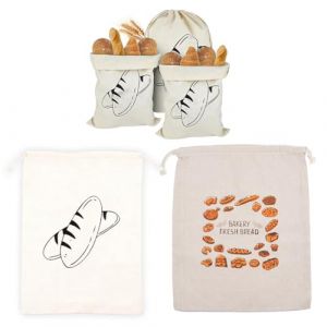 JYNVO 2 Sacs à Pain en Lin 30 X 40 cm, sac à pain réutilisable pour Boîte à Pain Faite Maison, sac de rangement de nourriture, sacs de stockage de pain, Idéal Pain Frais Fruits & Légumes (ROBFLOR MARKET CARS, neuf)