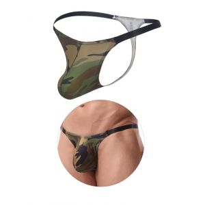 comeondear String Leopard Homme Jockstrap Grande Taille Slip Taille Basse sous-V&ecirc;tements Stretch Confortable Camouflage G-String Ficelle Tanga Microfibre Thong Vert,XL (ComeonDear, neuf)
