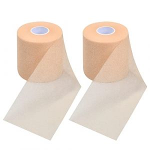 2 Rolls Ruban en Mousse Sport 7cmx27m, Pré-Enveloppant Athlétique Ruban Non Adhésif Hypoallergénique, Sous-Enveloppé Bandage Elastique, Rubans Mousse Protection pour Poignets Cheville Raquette (Peau) (Gadebo, neuf)