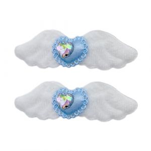 SLXLYH 1 paire de pinces à cheveux légères en peluche en forme d'aile avec strass en forme de cœur, décalcomanies pour carnaval, queue de cheval pour fille (bleu) (anbeidianzi, neuf)