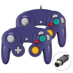 Yideng 2 paquets de Manette de Jeu Classique avec Vibration, Compatible avec la Manette Gamecube/Wii U/Wii/PC/Switch, Bleu violet (Coikes, neuf)