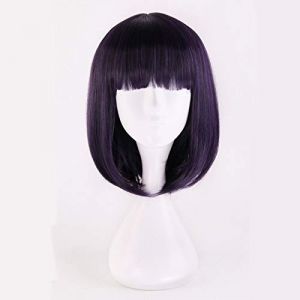 GUANBBD Perruque de cosplay - Anime Sailor Moon Sailor Saturn - Tomoe Hotaru - Perruque de cosplay - 35 cm - Violet et noir mélangé - Cheveux synthétiques courts et bobo - Avec bonnet (GUANBAIJI1982, neuf)
