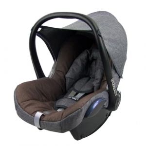 BAMBINIWELT Housse de rechange compatible avec Maxi-Cosi CabrioFix pour porte-bébé 6 pièces Ensemble complet en mélange de polyester de qualité supérieure (gris chiné/marron foncé) (BambiniWelt, neuf)