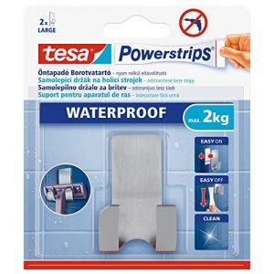 tesa Powerstrips Porte Rasoir Métal Zoom - Waterproof - Support de Rasoir Amovible en Acier Inox pour la Douche - Peut supporter jusqu'à 2 kg (Stock Bureau Maison Bien-être, neuf)