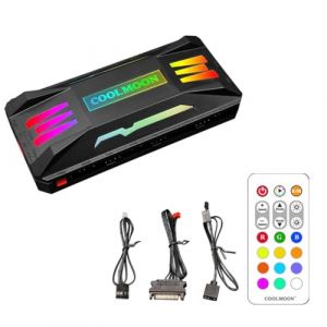 Hsthe Sea ARGB PWM Fan Hub Ordinateur sans Fil RGB lumière télécommande 5V connecteurs ARGB 3 Broches Hub RGB coloré avec Vitesse de Refroidissement réglable (Hsthe Sea EU, neuf)