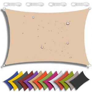 QIAQ Toile Ombrage Imperméable,Voile Ombrage Rectangulaire Toile Ombrage, Offre Une Protection Contre Les UV,pour Patio Être Applicable Jardins, Balcon Et Pergola (3x6m,Beige) (QIAO Q, neuf)