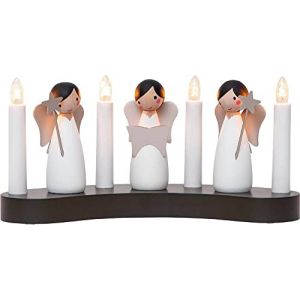 Candy Decoration Candle Corporation Angel Choir E10 Bois 4x3W, acier marron, blanc L: 31cm B: 8cm H: 15cm avec interrupteur de câble (BUVTEC, neuf)