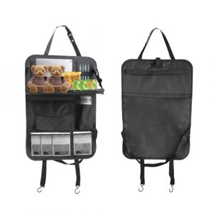 Organisateur Voiture Enfant avec Plateau Repliable, Protection Siège Arrière Imperméable, Rangement Auto avec Poche Transparente pour Pad/Tablette et Multiples Poches, Organisateur siege voiture (TUDOTOMA INVEST S.R.L., neuf)